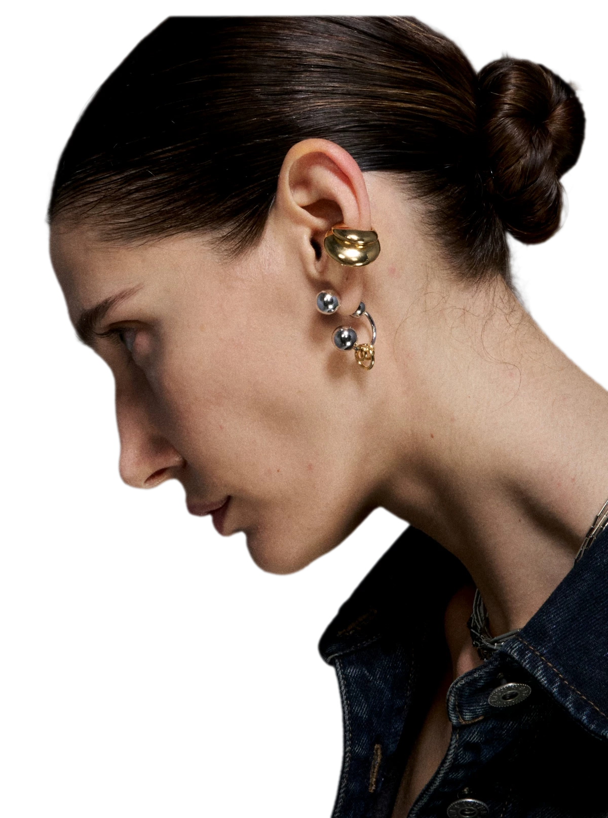 Reconstructed Series Gold and Silver Ball Earrings