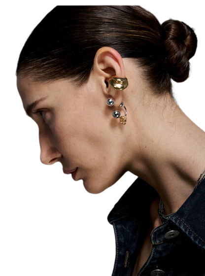 Reconstructed Series Gold and Silver Ball Earrings