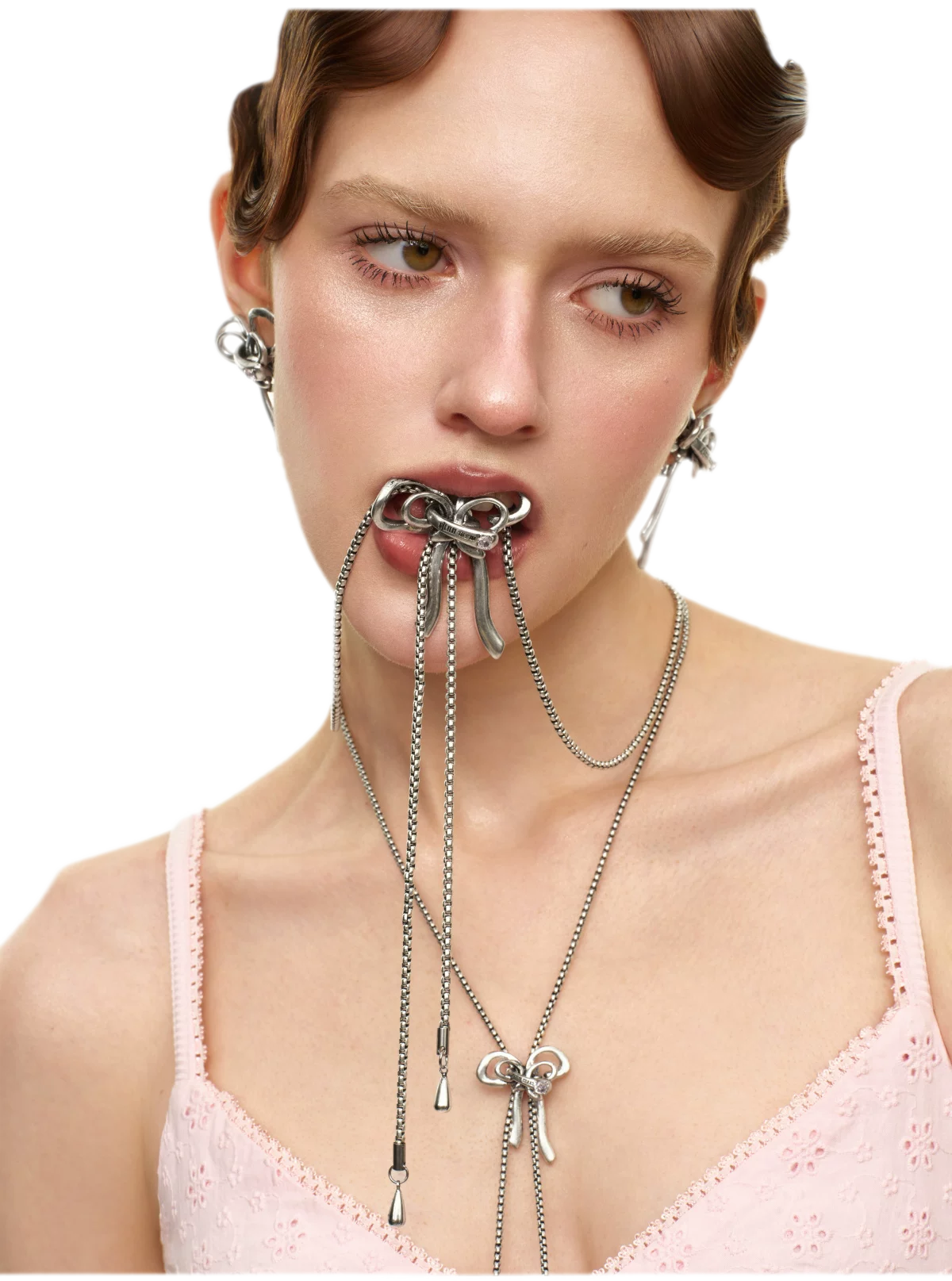 Vintage Rhinestone Bow Necklace