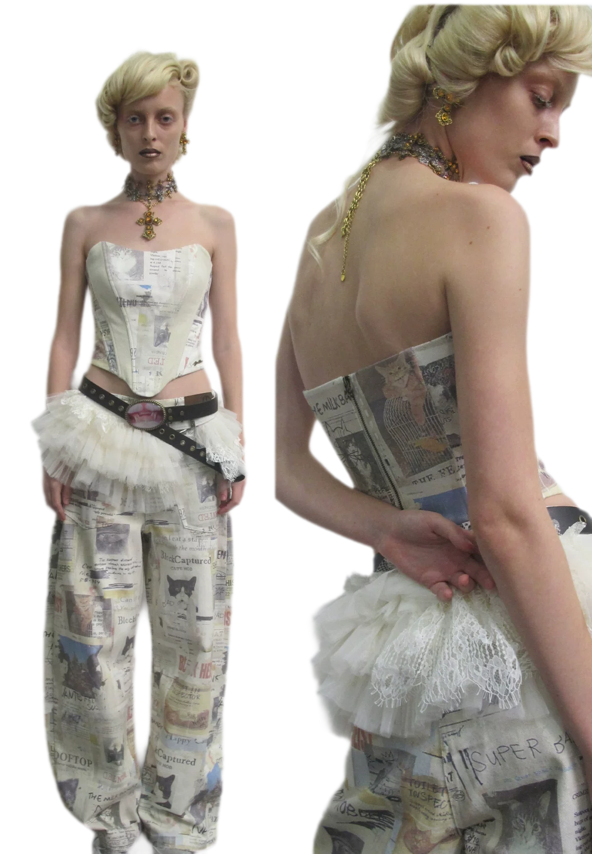 Printed Fishbone Bustier Top