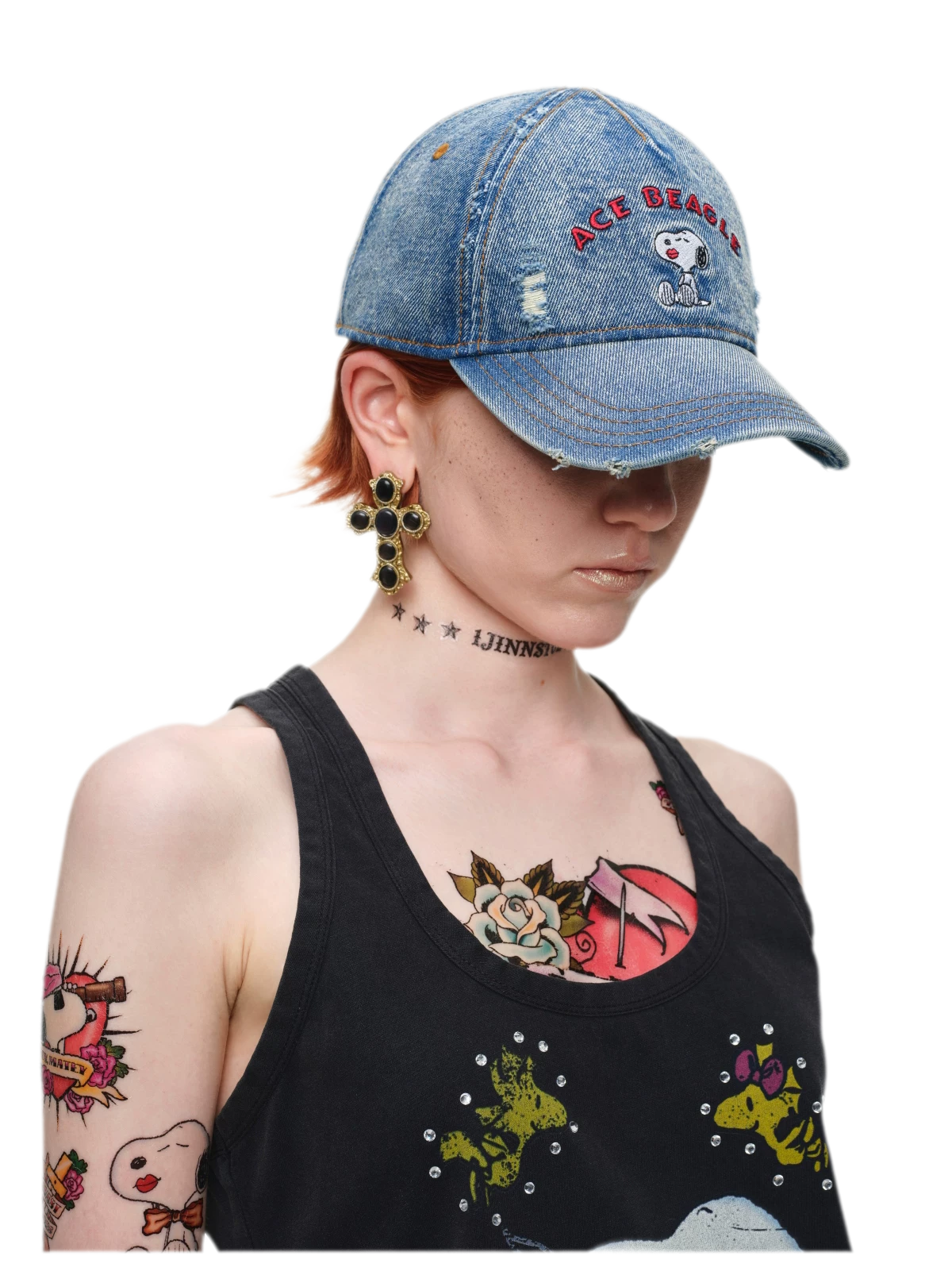 Distressed Washed Denim Baseball Cap