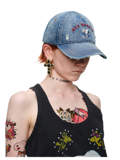 Distressed Washed Denim Baseball Cap