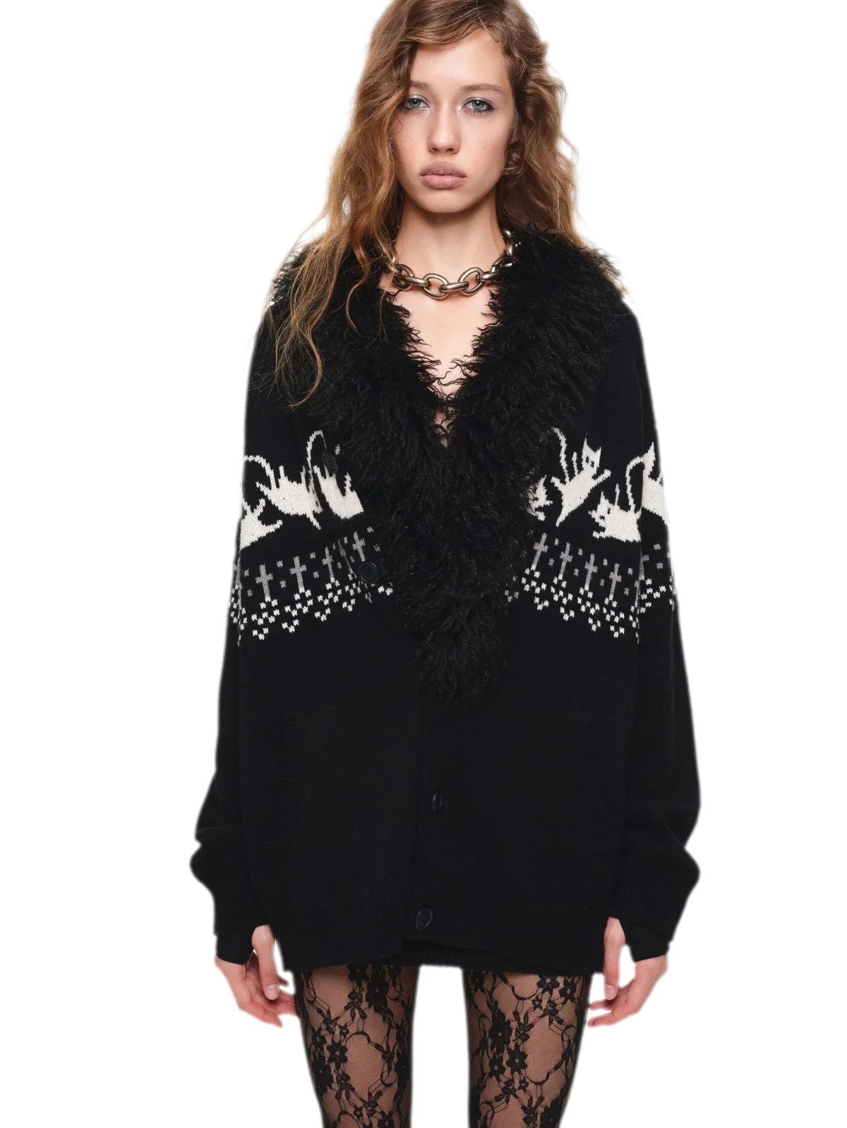 Gilet jacquard Fair Isle avec chats