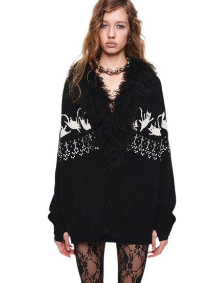 Gilet jacquard Fair Isle avec chats