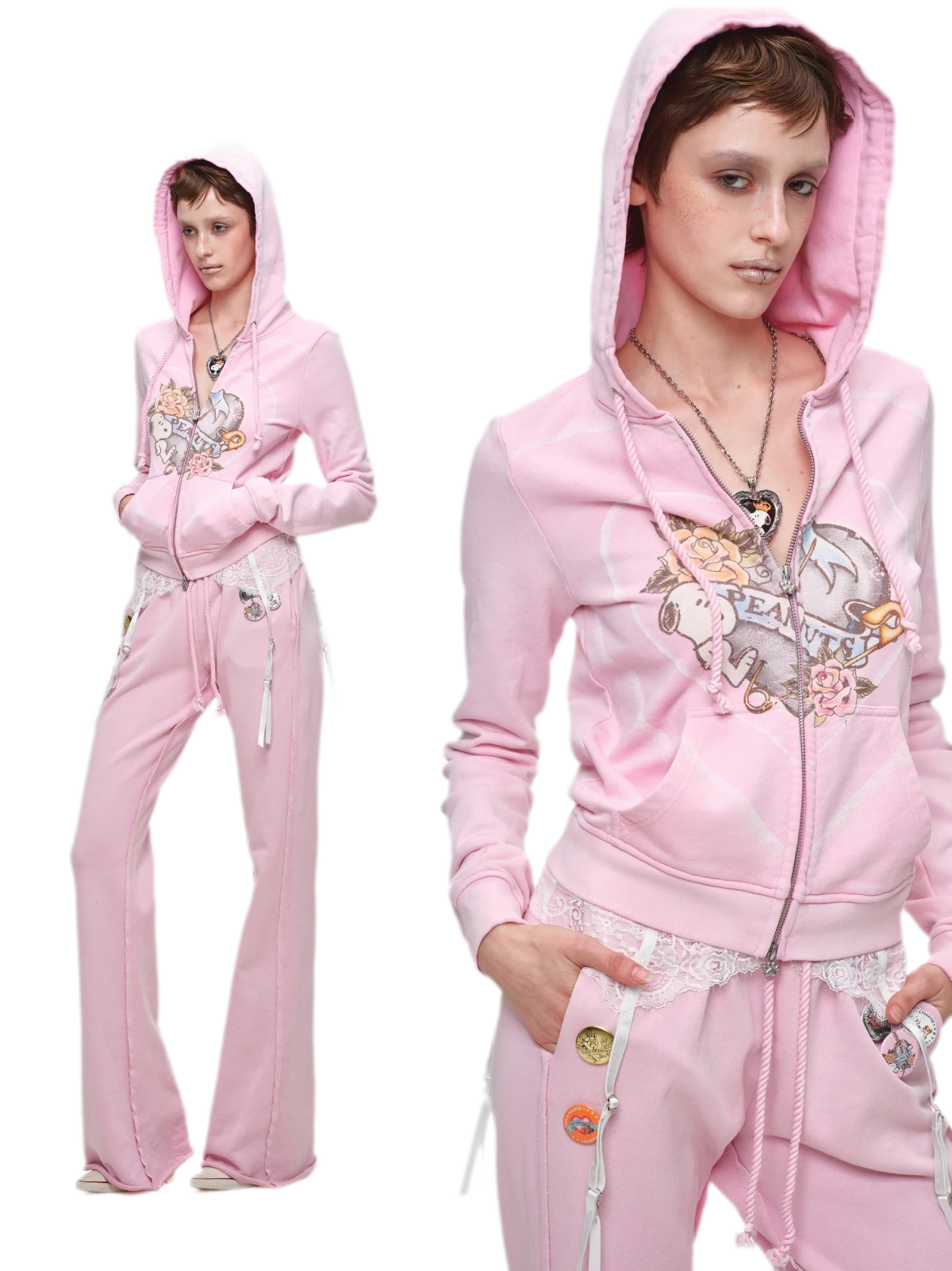 Washed Zip Hoodie Set