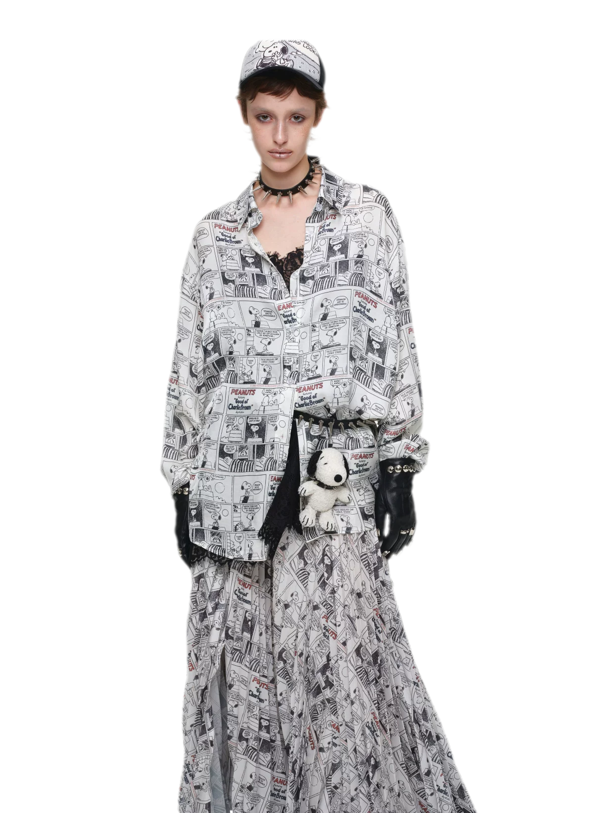 Pleated Newspaper A-Line Skirt