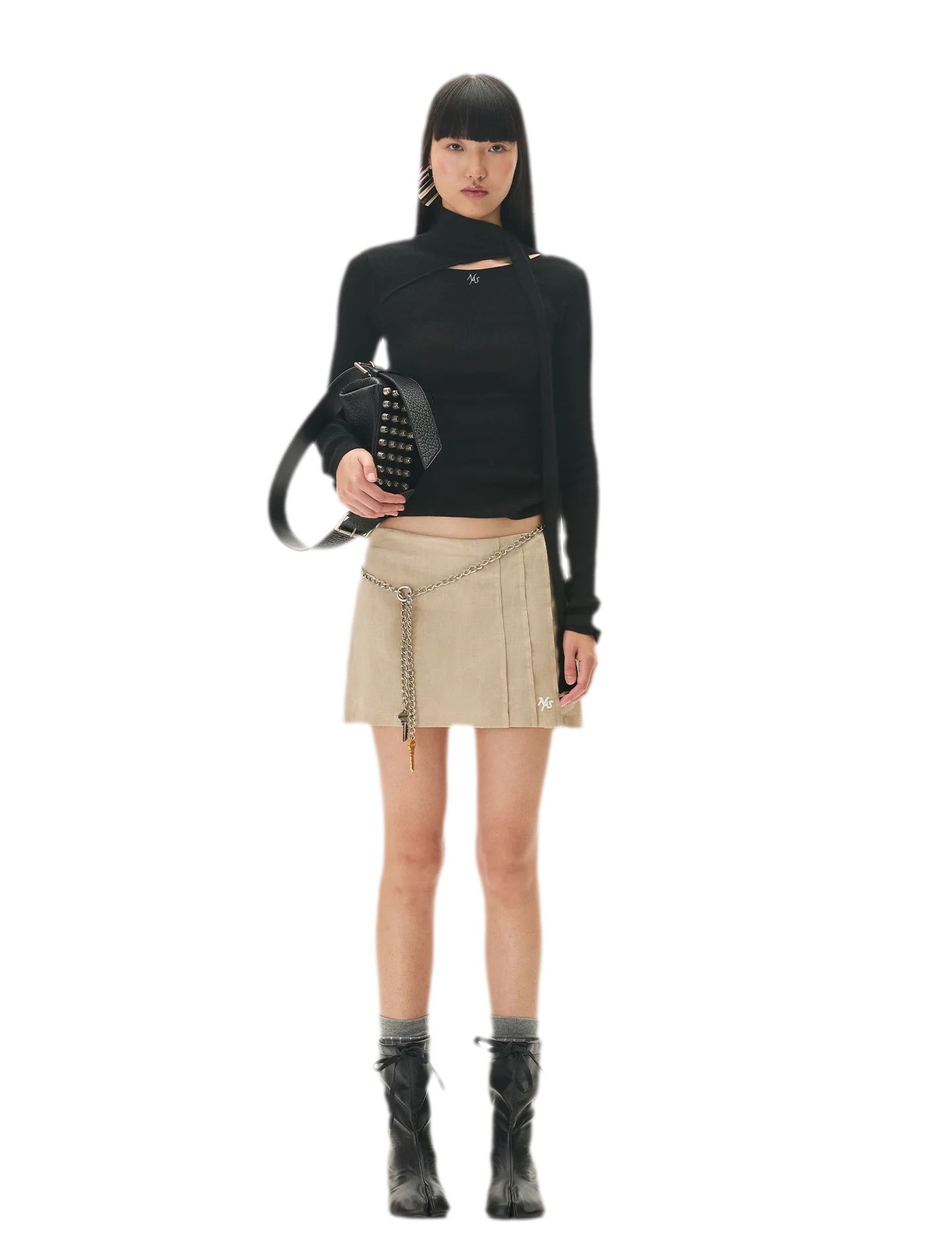 Cashmere Asymmetric Cutout Knit Top