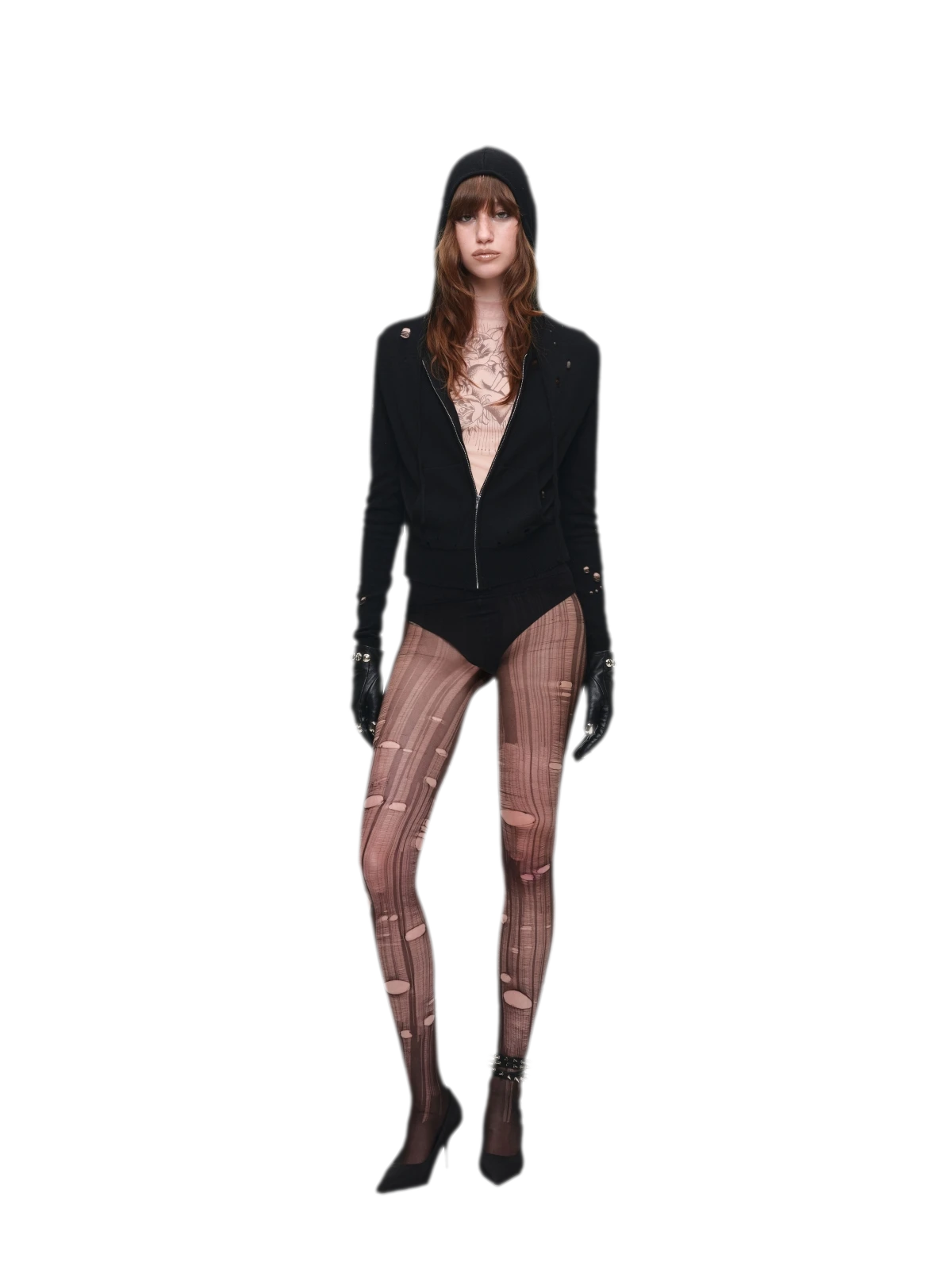 Distressed Hooded Knit Cardigan