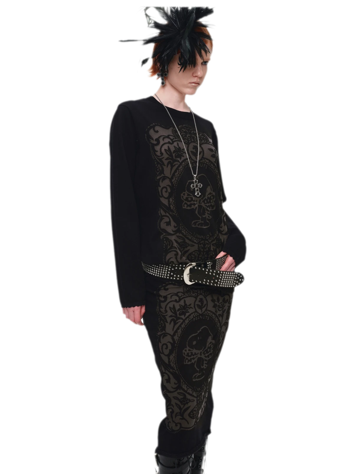 Burnout Graphic Knit Sweater