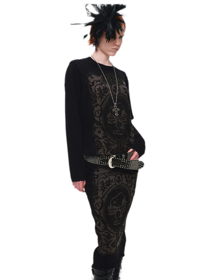 Burnout Graphic Knit Sweater