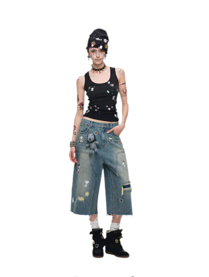 Washed Ribbed Scoop-Neck Tank