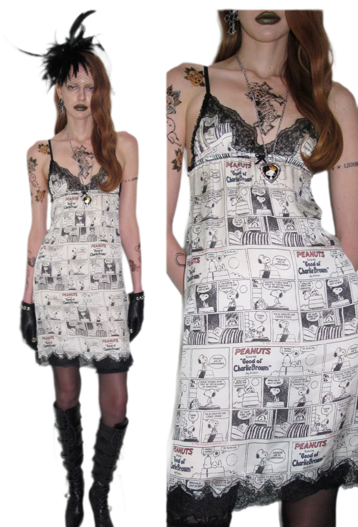 Vestido de tirantes vintage con ribete de encaje