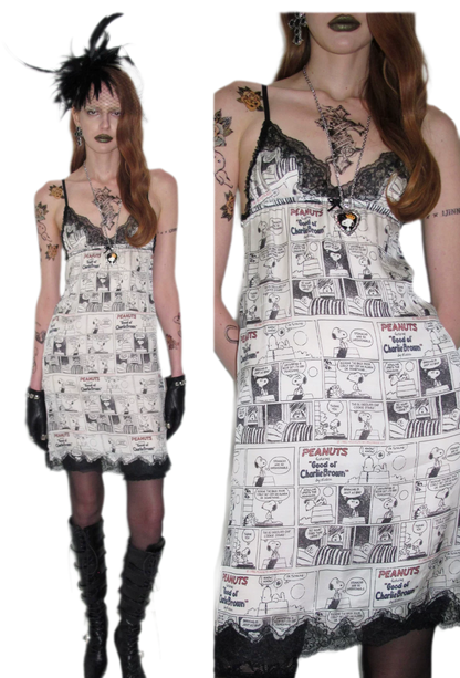 Vestido de tirantes vintage con ribete de encaje
