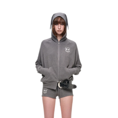 Brushed Knit Batwing Hoodie Set