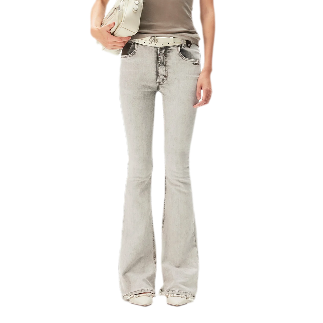 Contrast Wash Slim Flare Jeans
