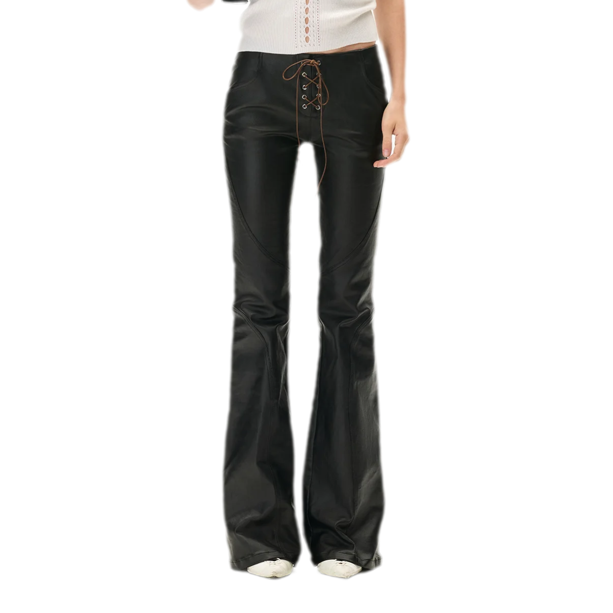 Waxed Panelled Slim Flare Pants