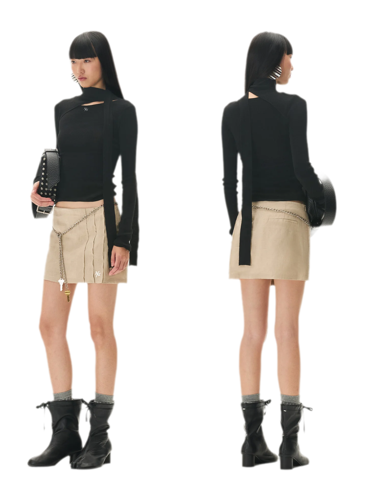 Cashmere Asymmetric Cutout Knit Top