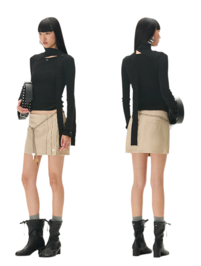Cashmere Asymmetric Cutout Knit Top