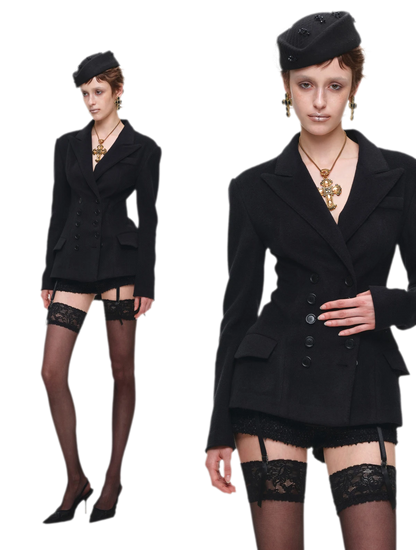 Wool Blend Tailored Blazer