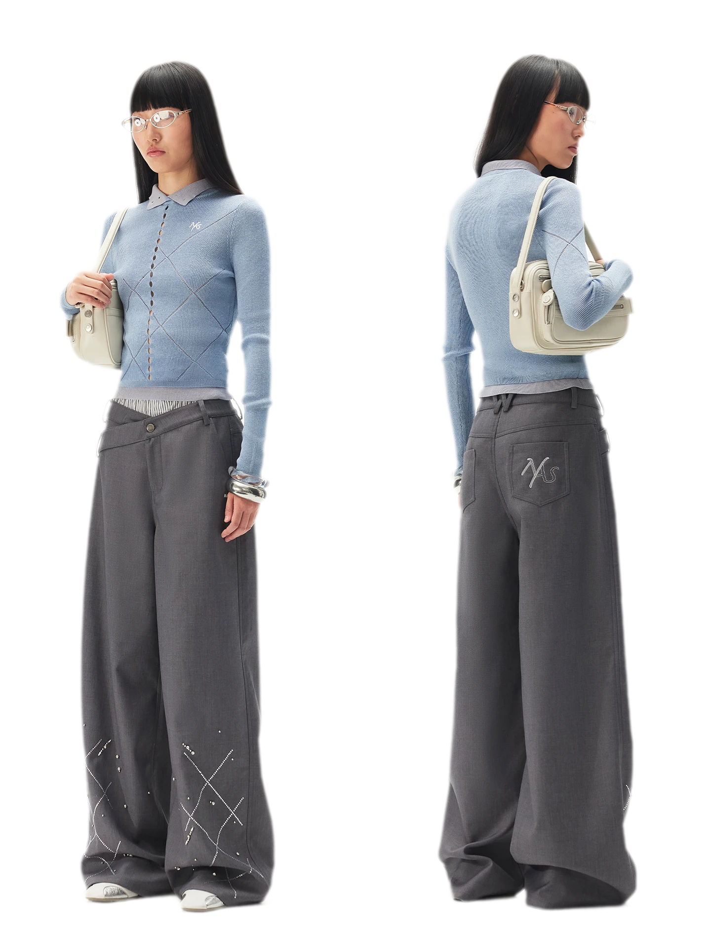 Asymmetric Wide-Leg Pants