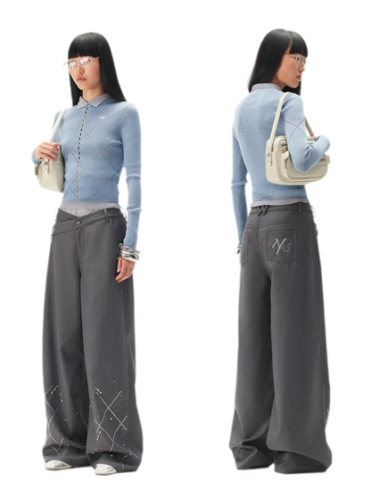 Asymmetric Wide-Leg Pants