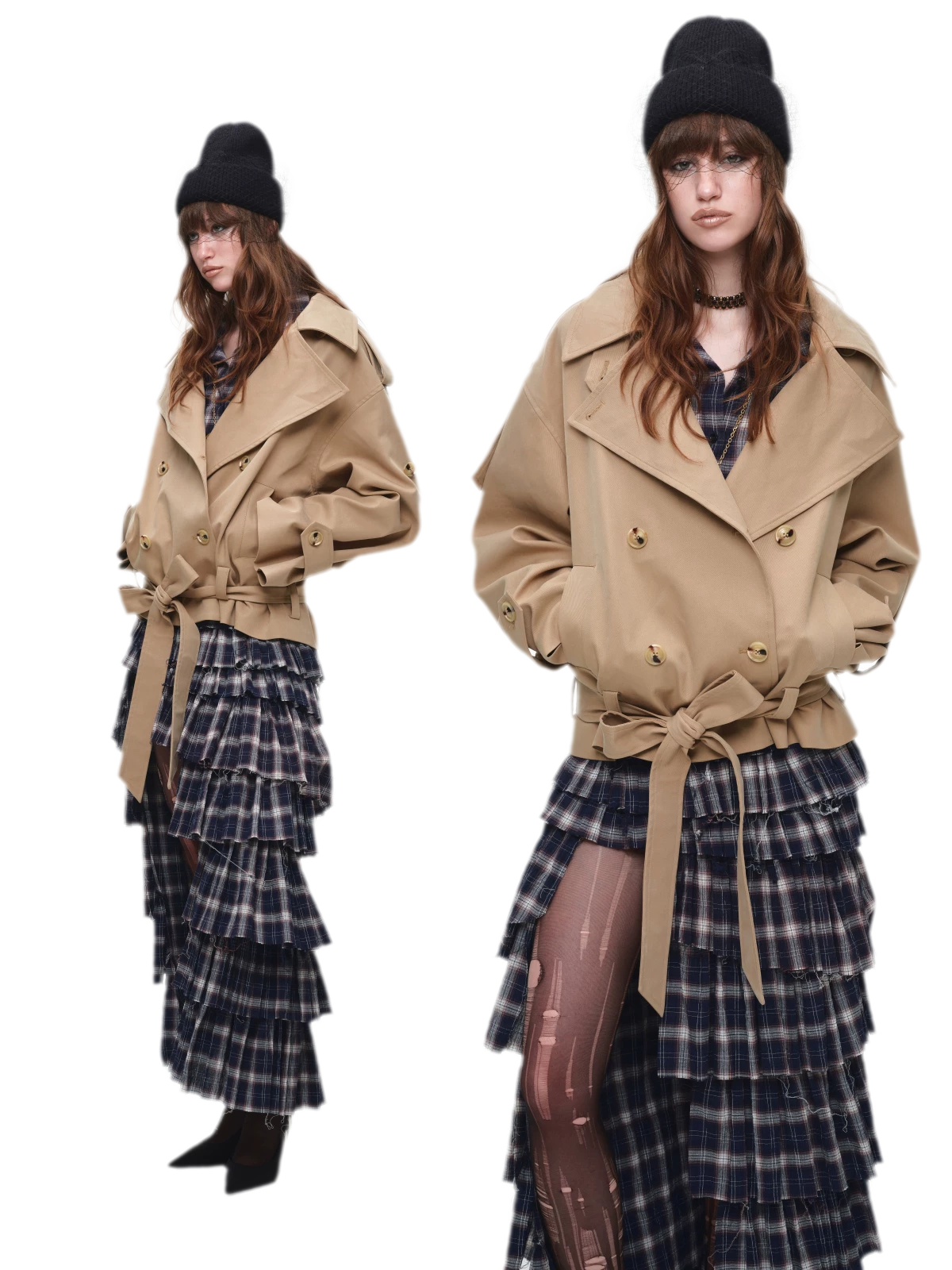 Plaid Tiered Skirt Set