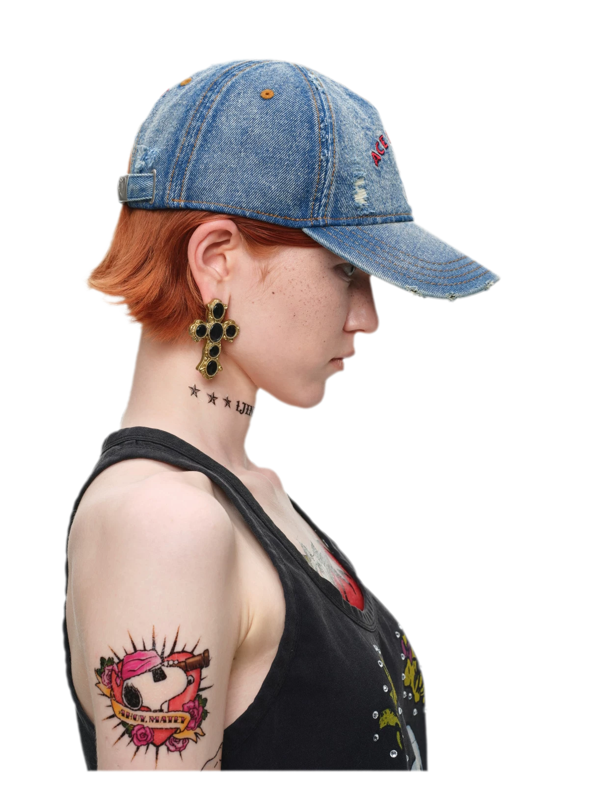 Distressed Washed Denim Baseball Cap