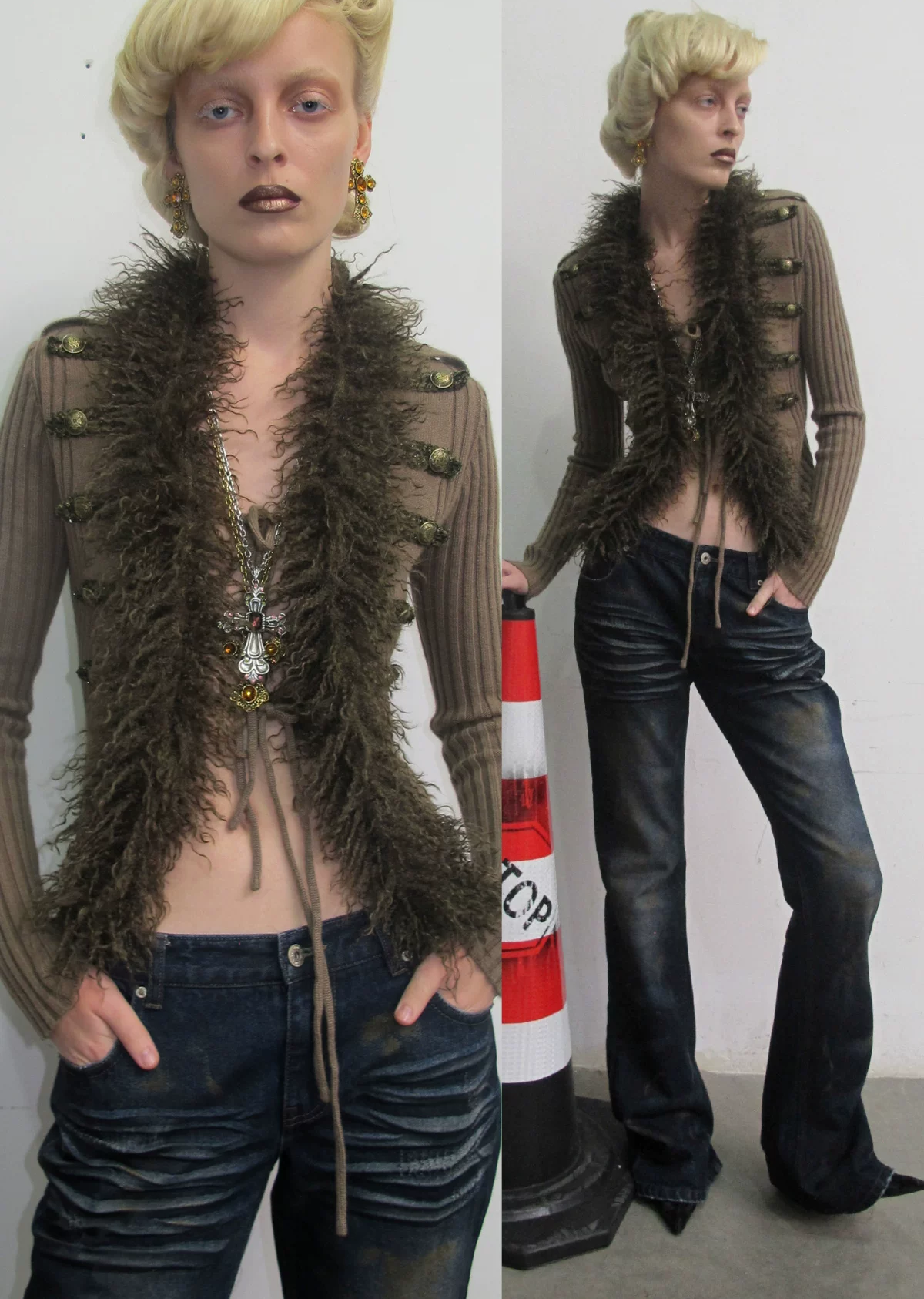 Rust-Dyed Flared Leg Jeans