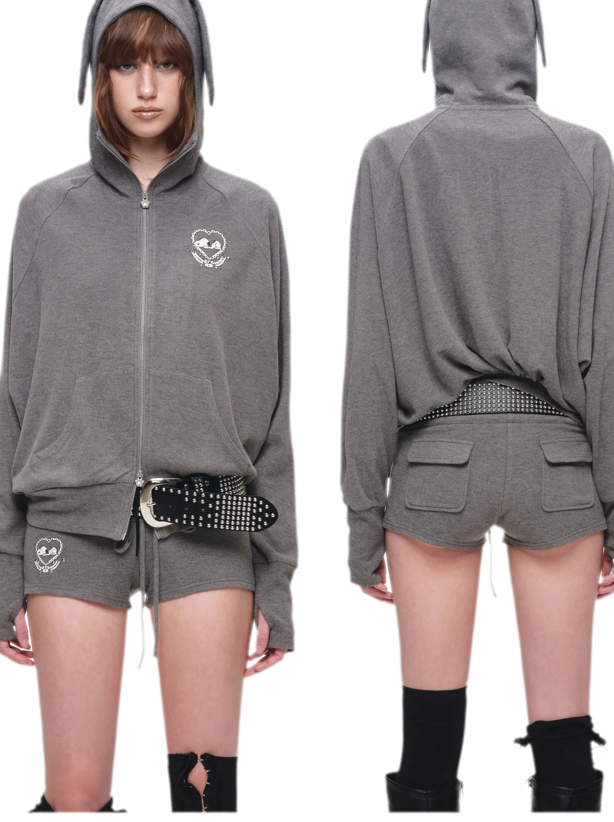 Brushed Knit Batwing Hoodie Set