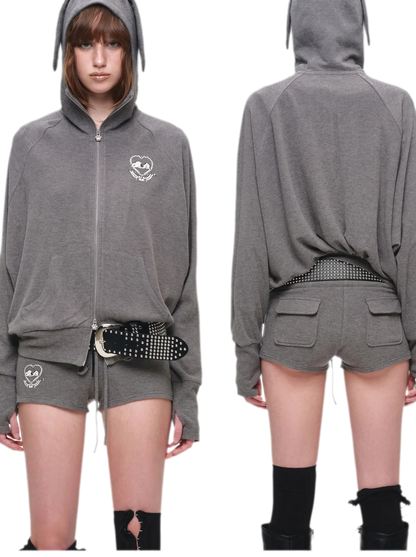 Brushed Knit Batwing Hoodie Set