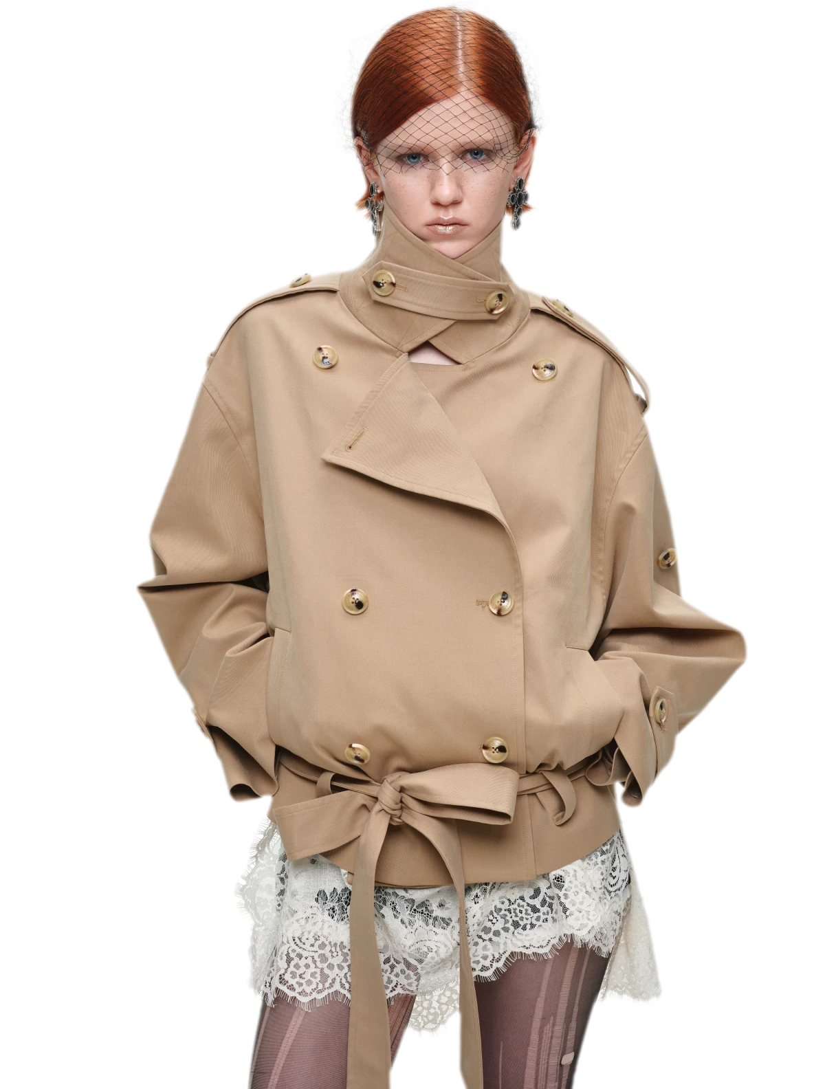Double-Breasted Belted Trench Coat