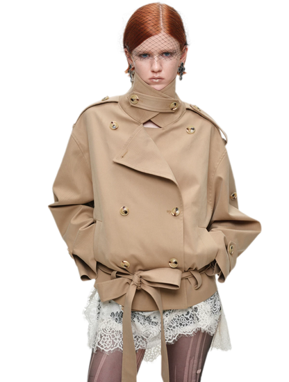 Double-Breasted Belted Trench Coat