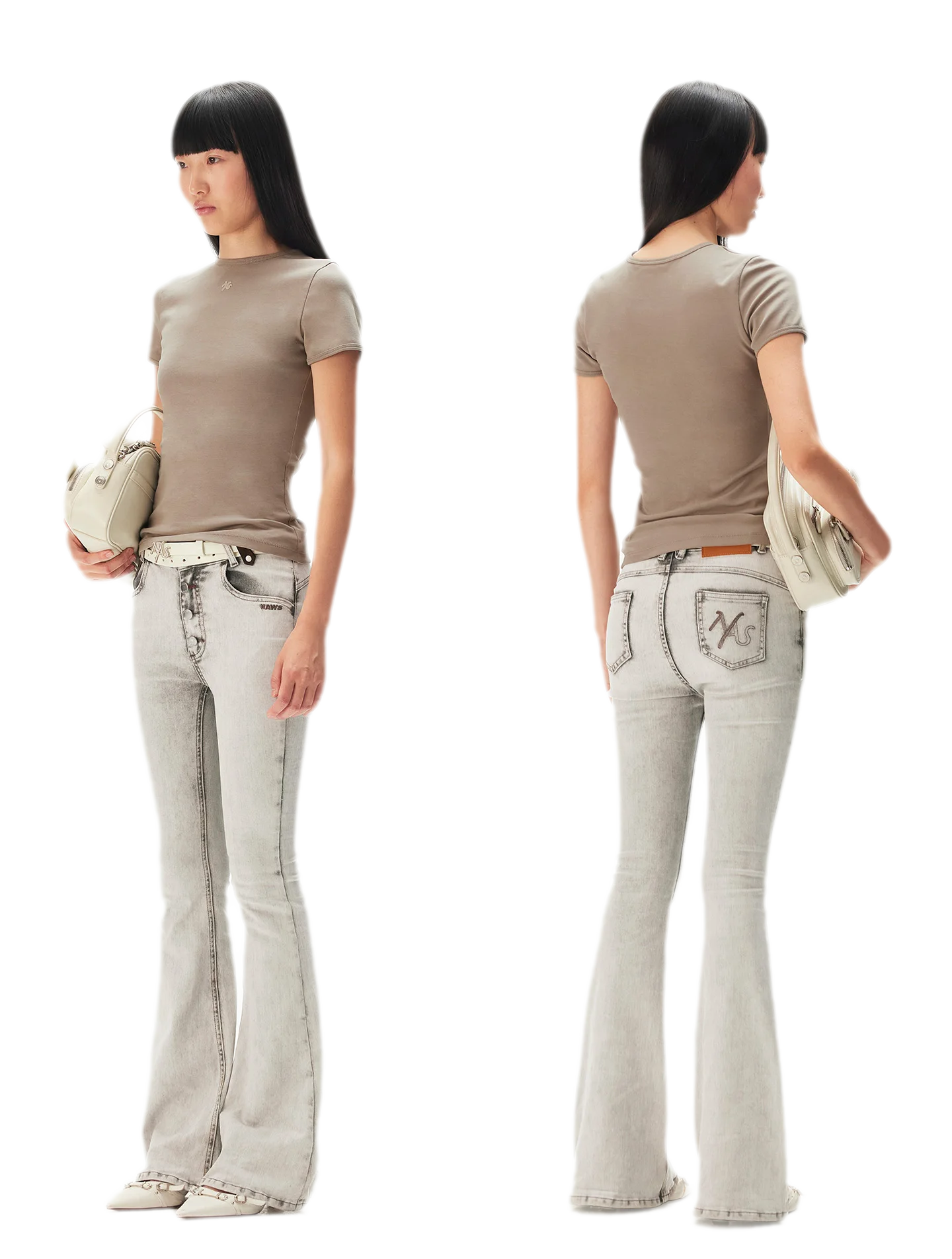 Contrast Wash Slim Flare Jeans