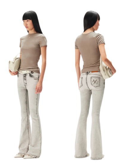 Contrast Wash Slim Flare Jeans