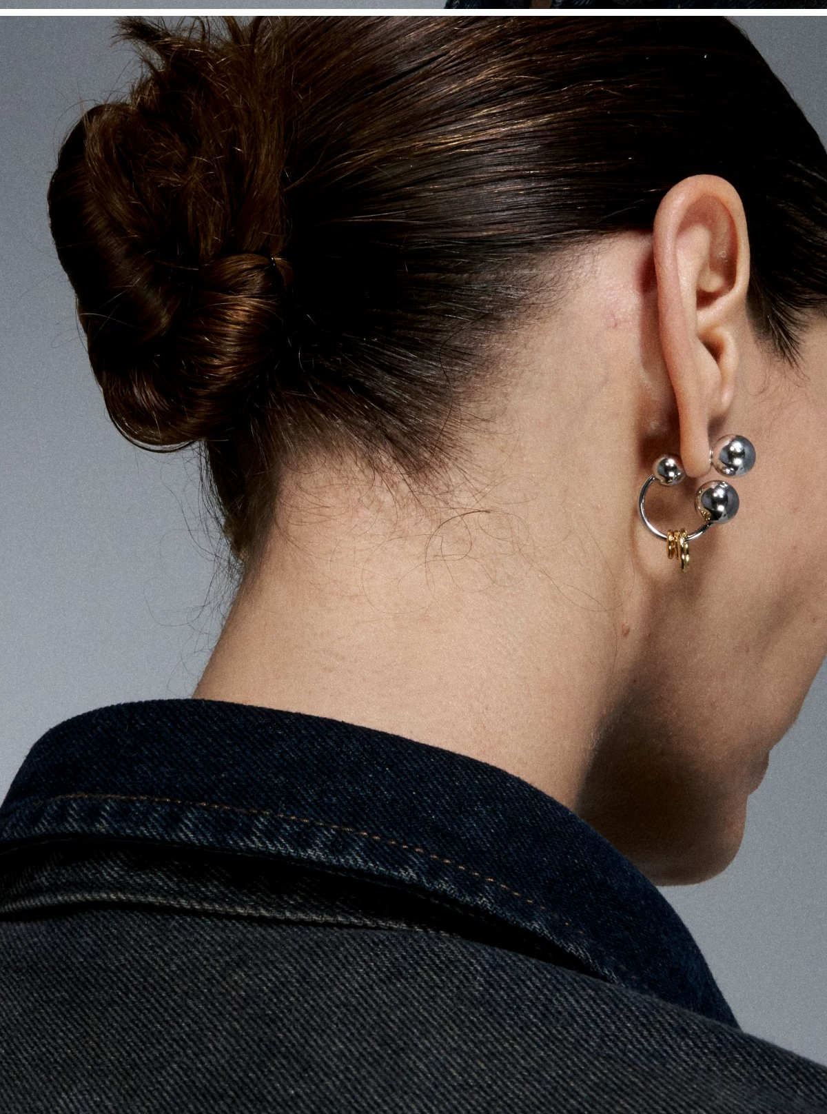 Reconstructed Series Gold and Silver Ball Earrings
