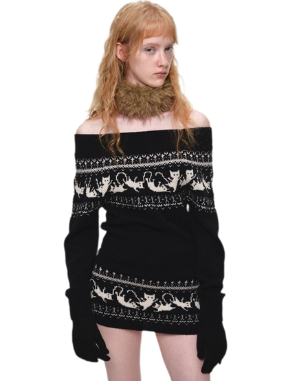 Haut en maille pour chat Fair Isle