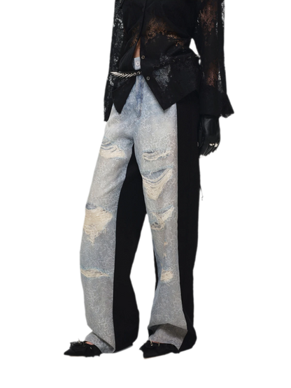 Washed Lace Straight Pants