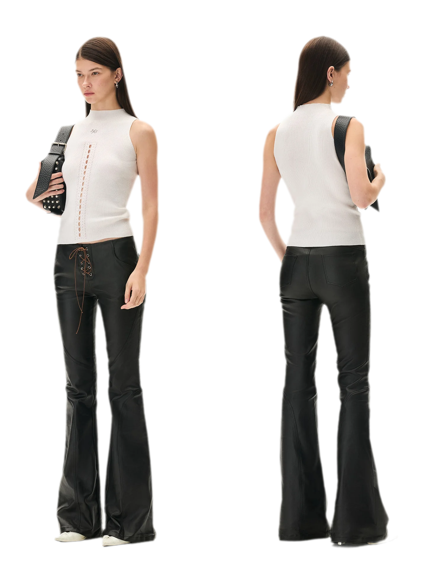 Waxed Panelled Slim Flare Pants