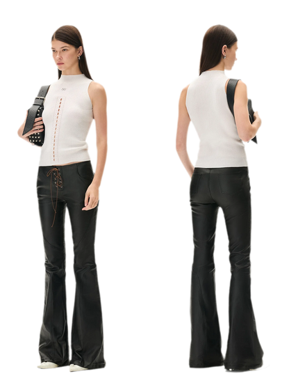 Waxed Panelled Slim Flare Pants