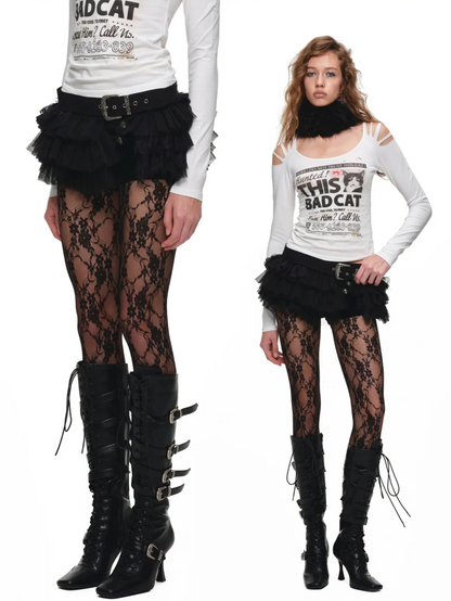 Layered Lace Waist Cincher Skirt