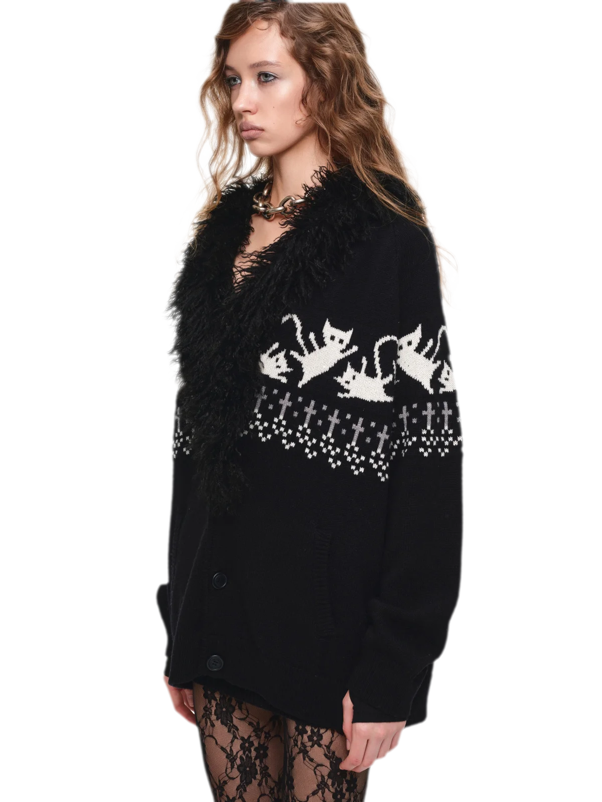 Gilet jacquard Fair Isle avec chats