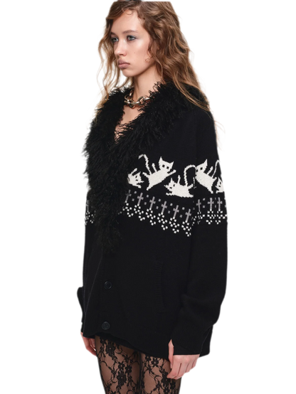 Gilet jacquard Fair Isle avec chats