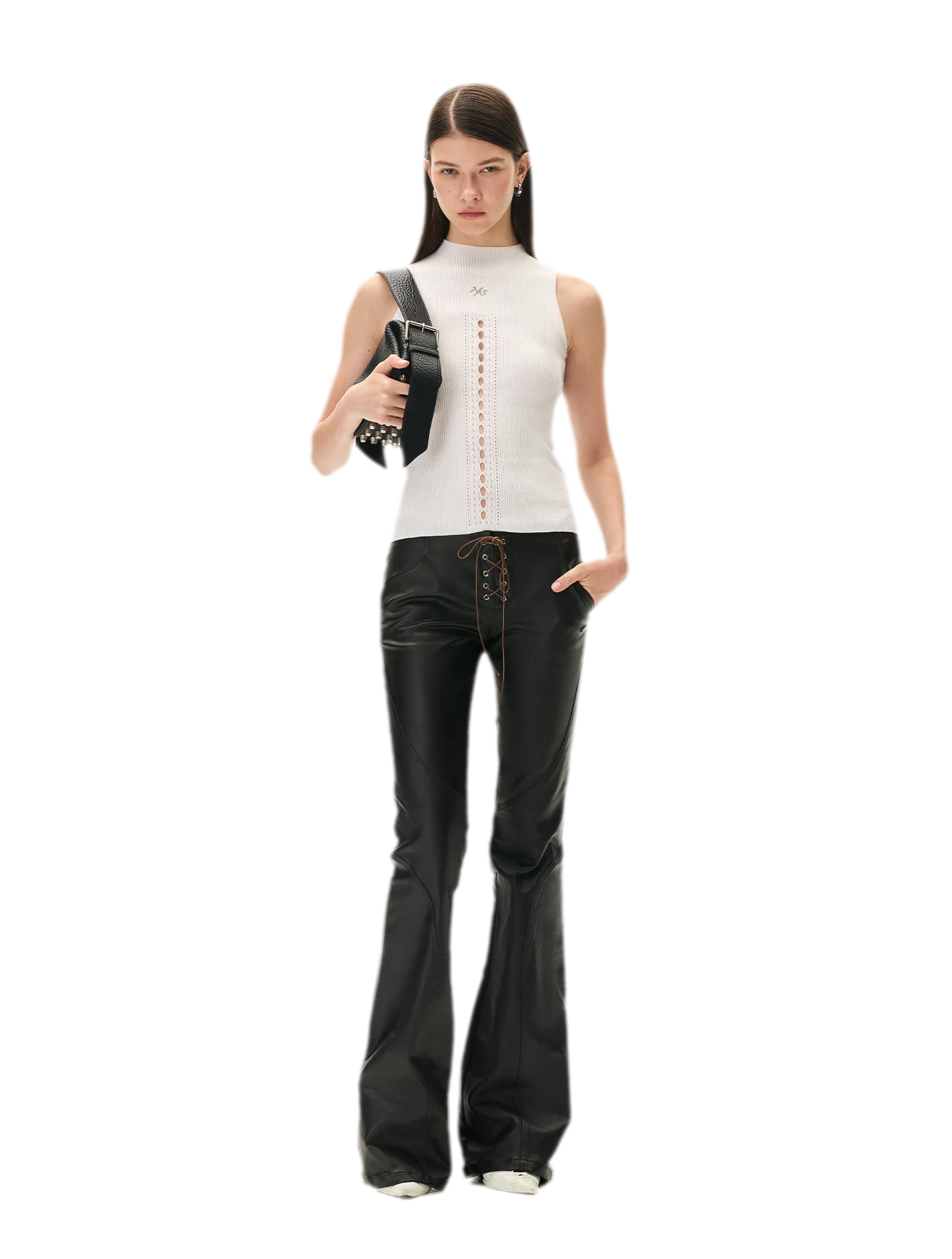 Waxed Panelled Slim Flare Pants