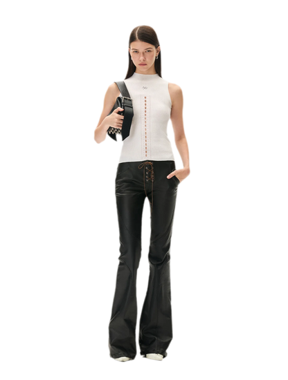 Waxed Panelled Slim Flare Pants