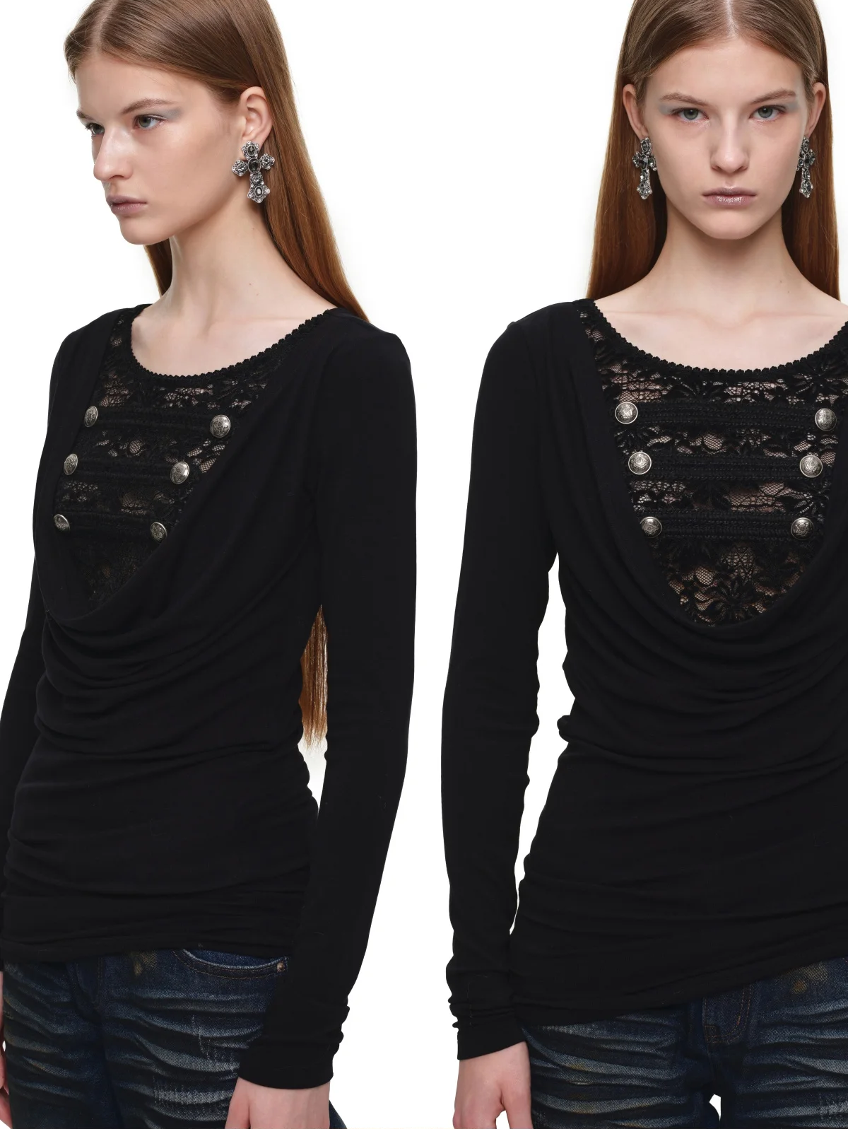 Velvet Lace Cowlneck Dress