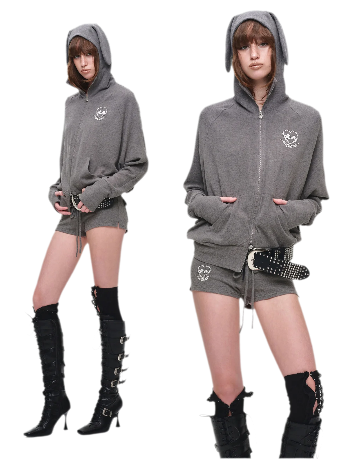 Brushed Knit Batwing Hoodie Set