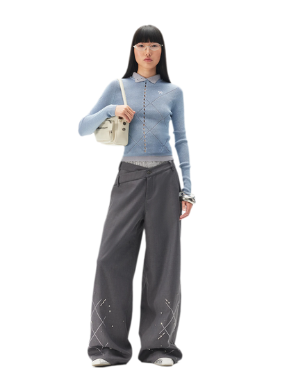 Asymmetric Wide-Leg Pants