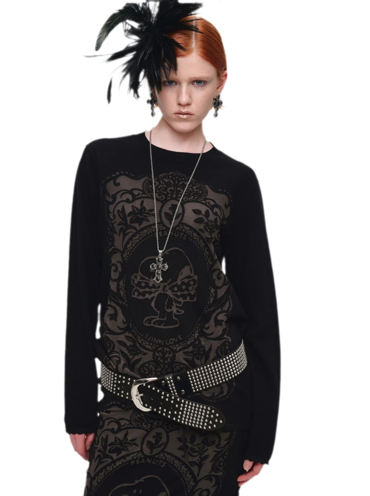 Burnout Graphic Knit Sweater
