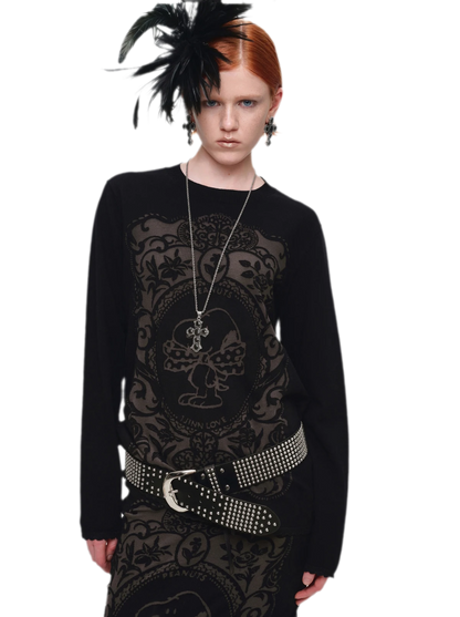 Burnout Graphic Knit Sweater