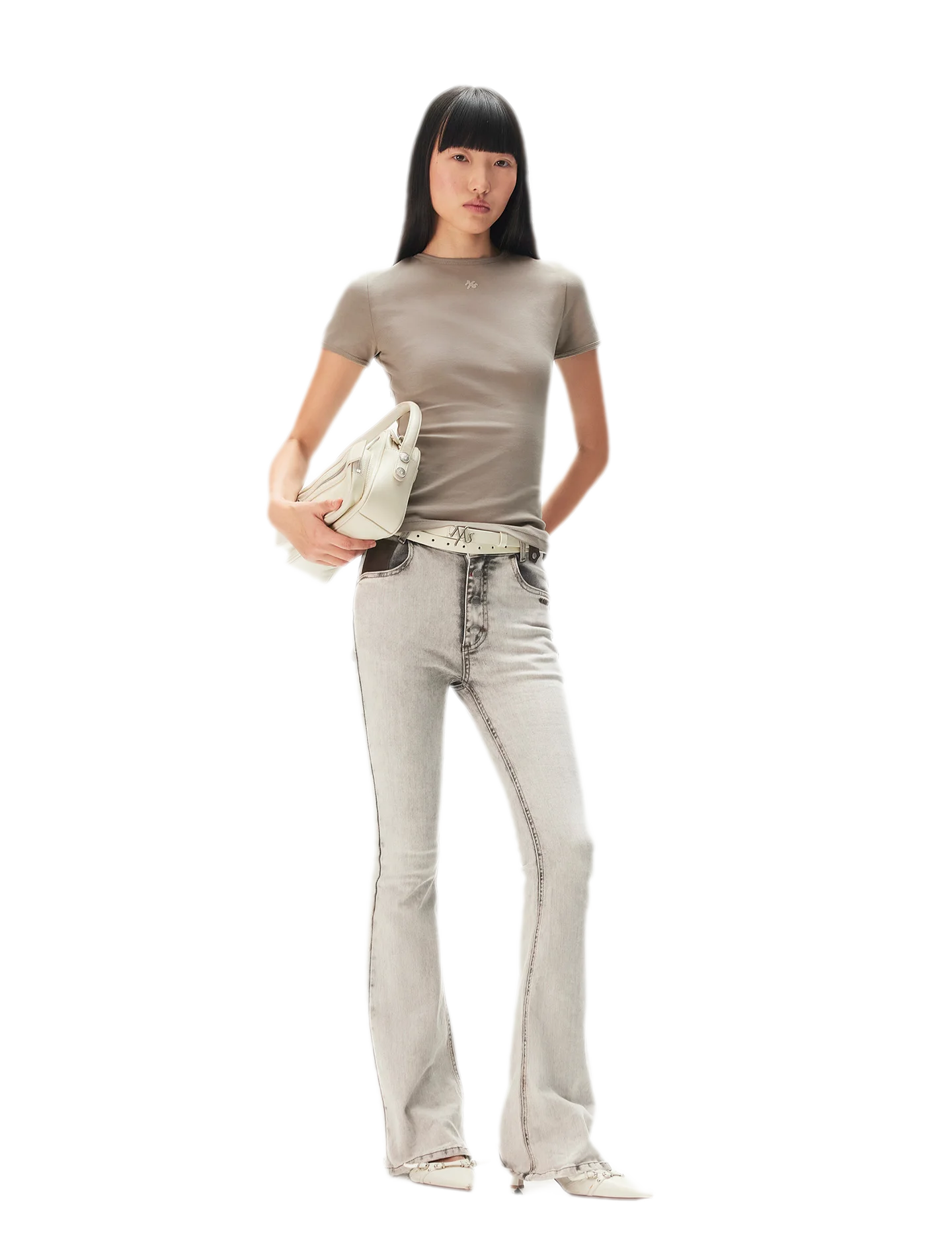Contrast Wash Slim Flare Jeans